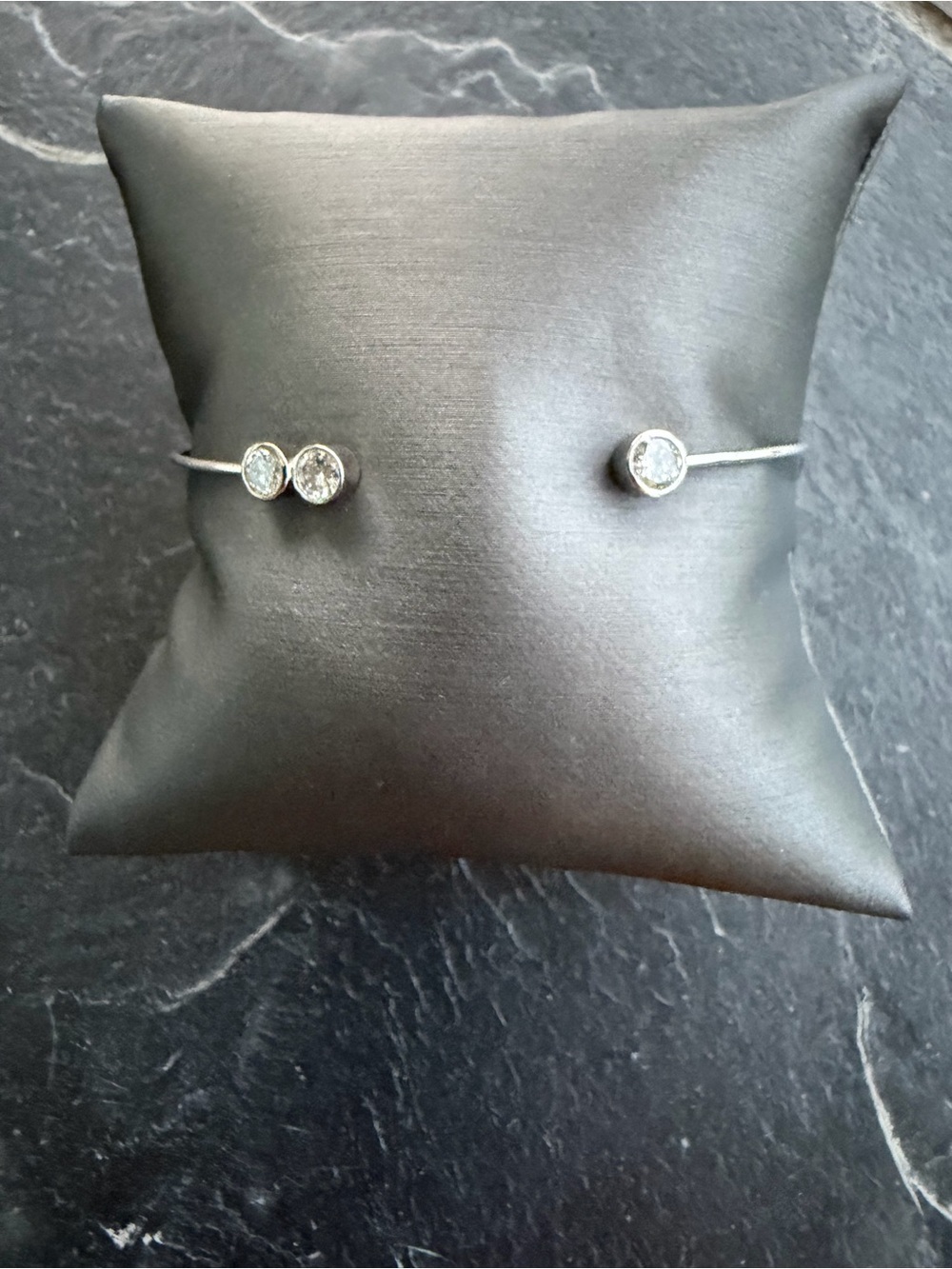 14kt.  White Gold Diamond Open Cuff Bracelet 6”